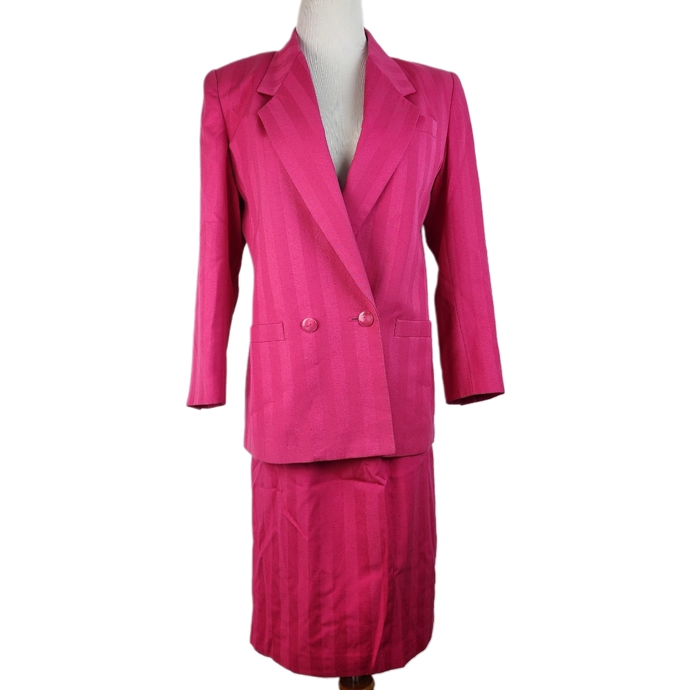 Kasper for ASL Two Piece Pink Skirt Suit Set Business Professional 8P Vintage